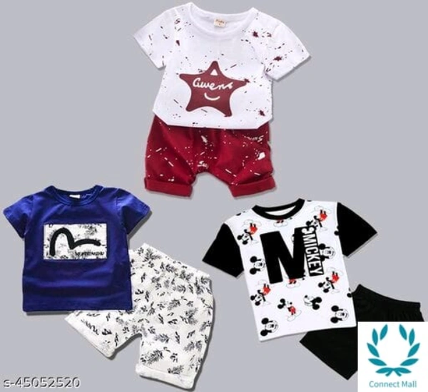 Kids Clothing Set - 0-6 Months, Top Fabric: Cotton Polyster, Bottom Fabric Cotton, Pack of 3